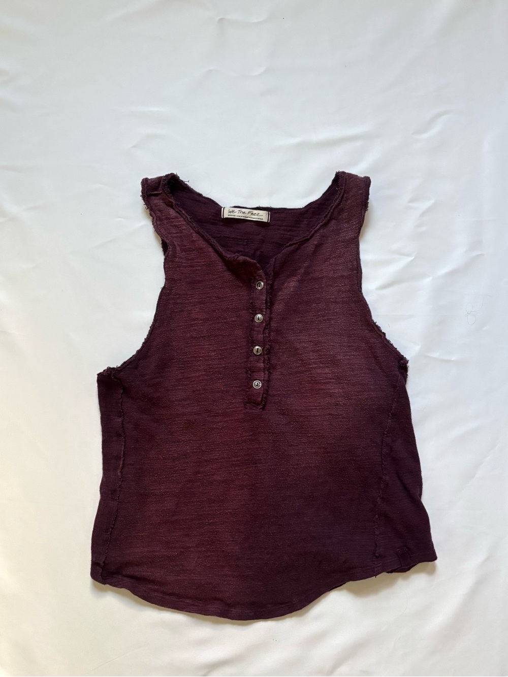 Free People button tank top in Deep Plum